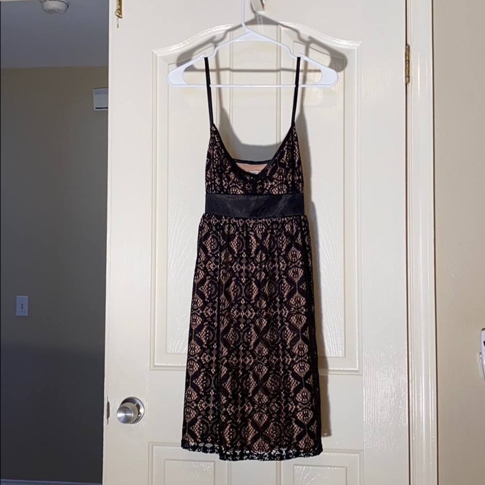 Forever lace/beige lining spaghetti strap dress lg